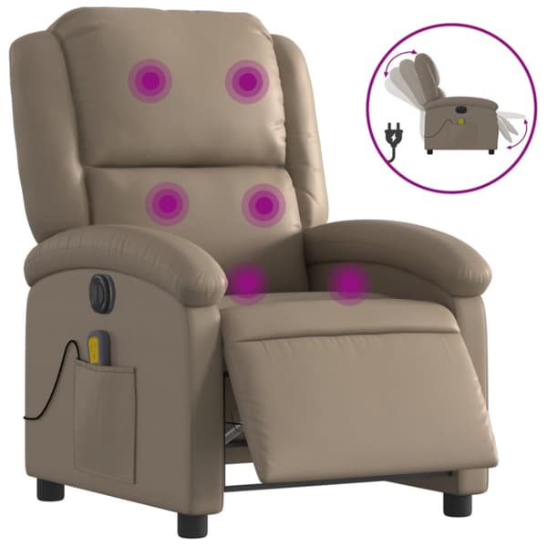 Elektrisk massagefåtölj cappuccino konstläder