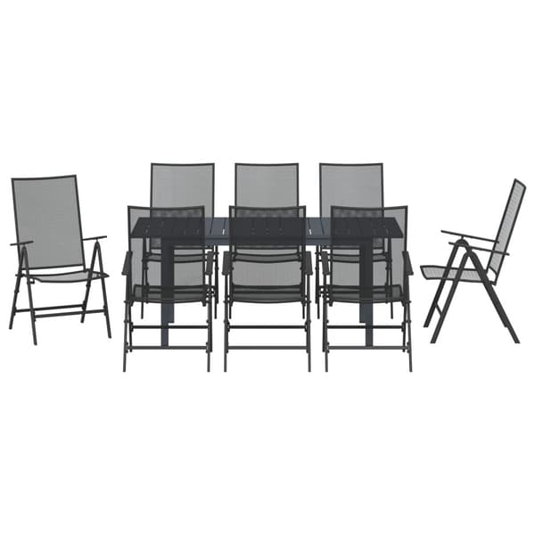 Trädgårdsmöbelset 9 pcs Antracit Pulverlackerad stål
