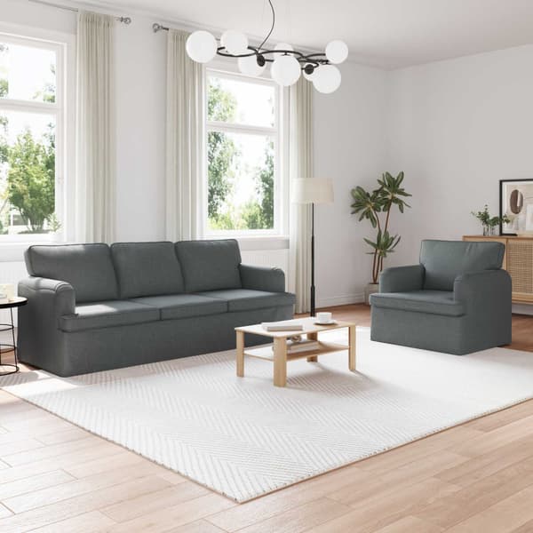 Soffset 2 pcs Mörkgrå 144 x 80 x 85 cm tyg