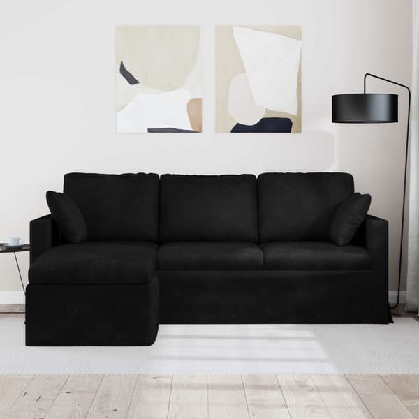 Soffa Svart 198 x 134 x 80 cm Sammet