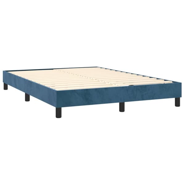 Ramsäng med madrass mörkblå 140x190 cm sammet