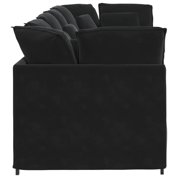 Modulsoffa med kuddar sammet svart