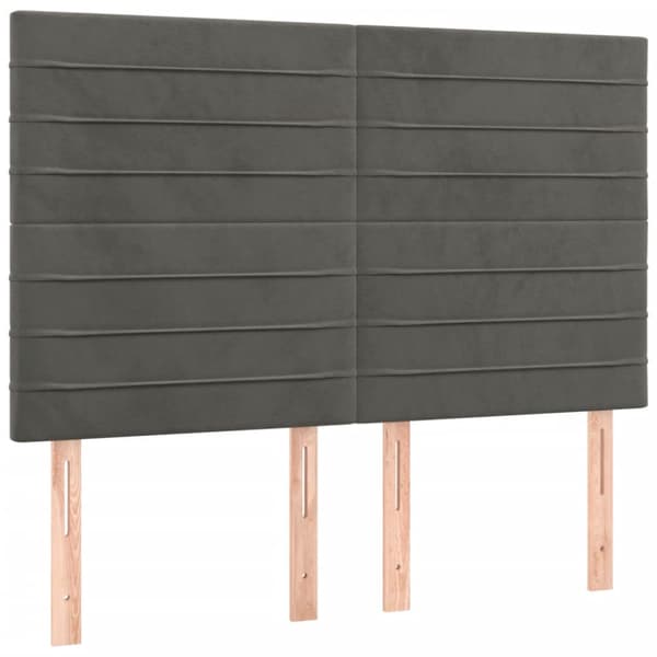 Sänggavel LED mörkgrå 144x5x118/128 cm sammet