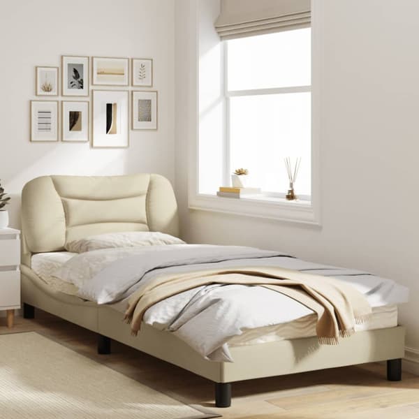 Bed Frame without Mattress "Hvar" Cream 80x200 cm Fabric