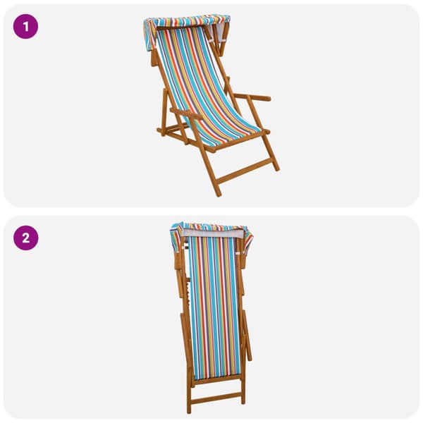 Deck Chair 3 Position Massiv Eukalyptus Trä Flerfärgsdesign