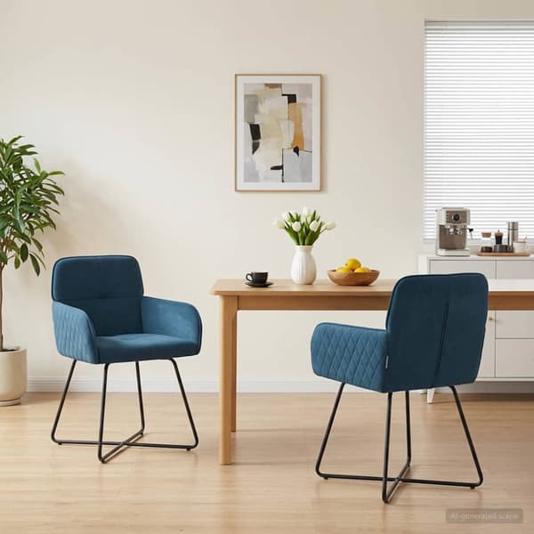 Matstolar 2 pcs Sammet Blå 59 x 56,5 x 86 cm