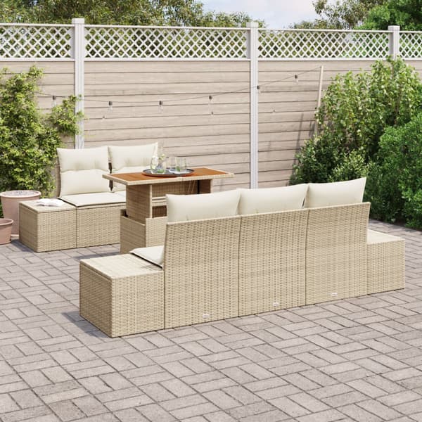 Trädgårdsoffset med lagring 6 pcs Beige Poly rattan