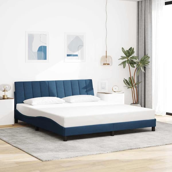 Bed Frame without Mattress "Hanko" Blue 180x200 cm Fabric