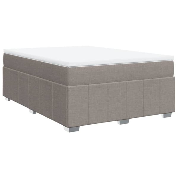 Ramsäng med madrass taupe 160x200 cm tyg