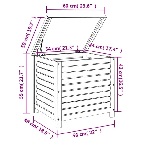 Dynbox 60x50x55 cm massivt eukalyptusträ