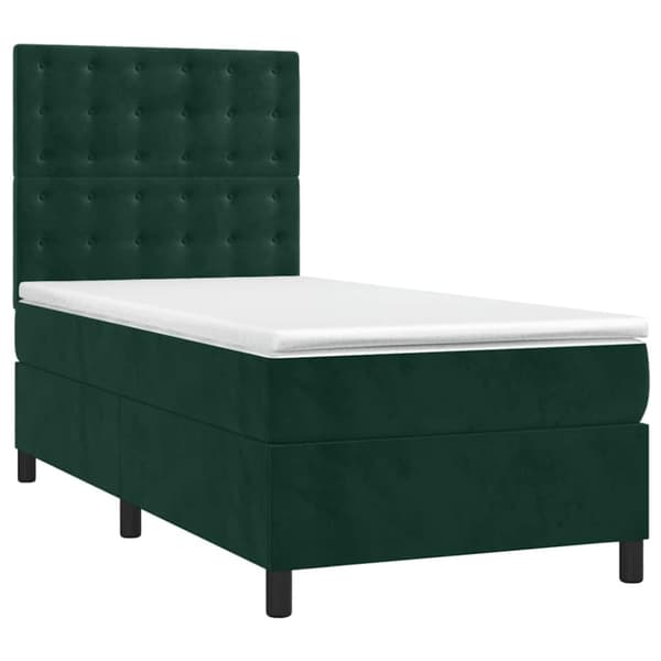 Ramsäng med madrass mörkgrön 90x190 cm sammet