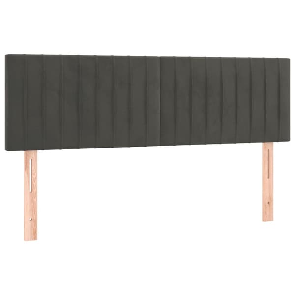 Ramsäng med madrass mörkgrå 140x190 cm sammet