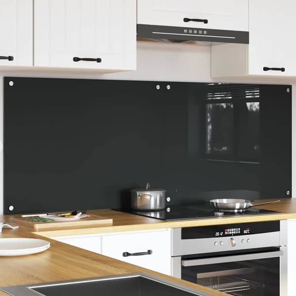 Köksskydd 2 pcs Mörkgrå 80 x 60 cm härdat glas