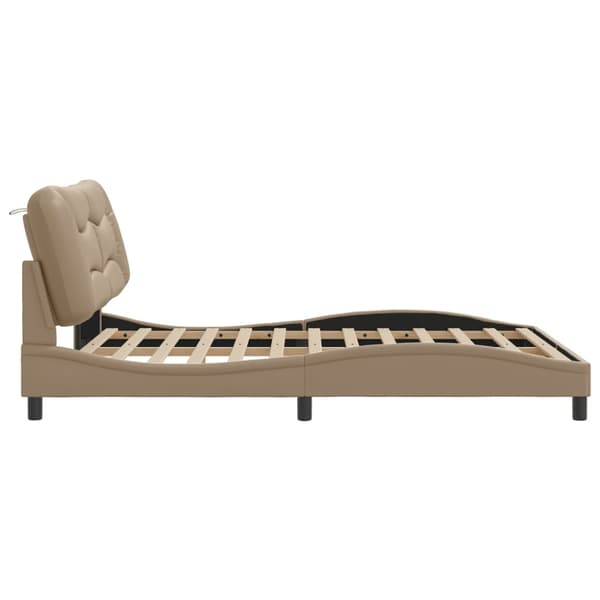 Bed Frame with LED without Mattress "Hvar" Cappuccino 160x200 cm