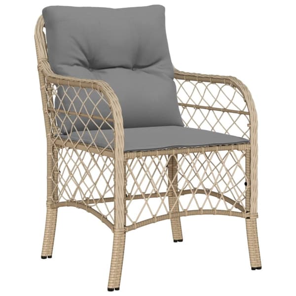 Bistrogrupp med dynor 3 delar mixbeige konstrotting