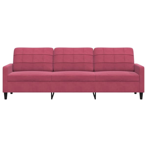 3-sitssoffa vinröd 210 cm sammet