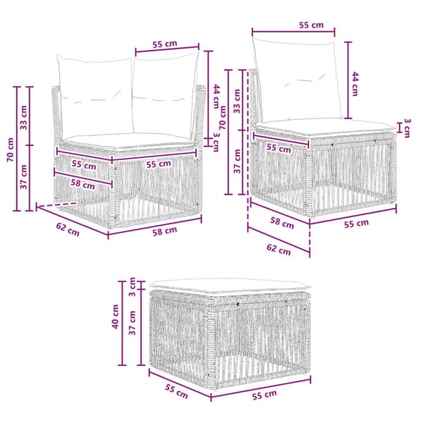 Trädgårdsoffset 9 pcs Beige konstrotting