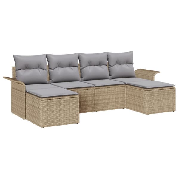 Trädgårdsoffset med lagring 6 pcs Beige konstrotting