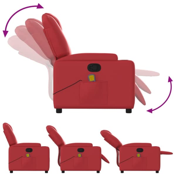 Massagefåtölj röd konstläder