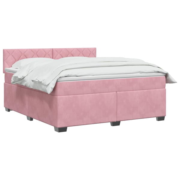 Boxspring säng med madrass och LED Rosa 160 x 200 cm Sammet