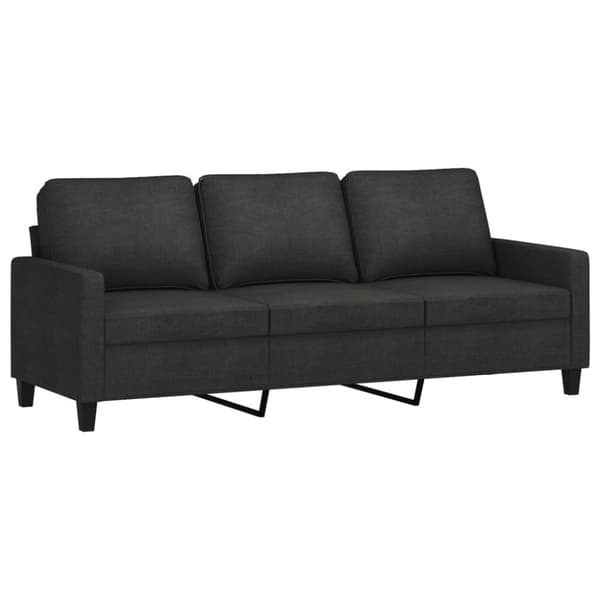 3-sitssoffa svart 180 cm tyg