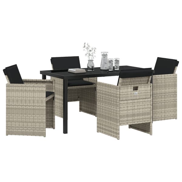 Trädgårdsmöbelset 5 pcs Ljusgrå konstrotting