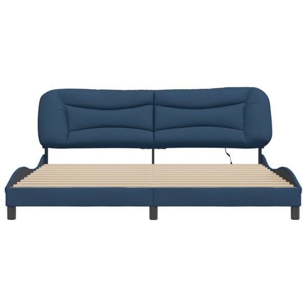 Bed Frame with LED without Mattress "Hvar" Blue 200x200 cm Fabric
