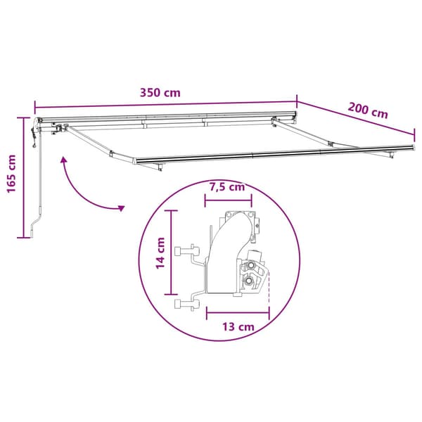Utfällbar markis Sand 3,5 x 2 m tyg