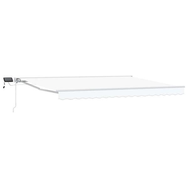 Manuell markisram med LED-lampor Vit 4,5 × 3,5 m