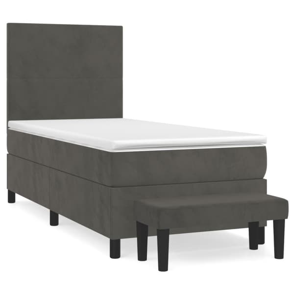 Ramsäng med madrass mörkgrå 80x200 cm sammet
