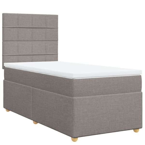 Ramsäng med madrass taupe 90x200 cm tyg