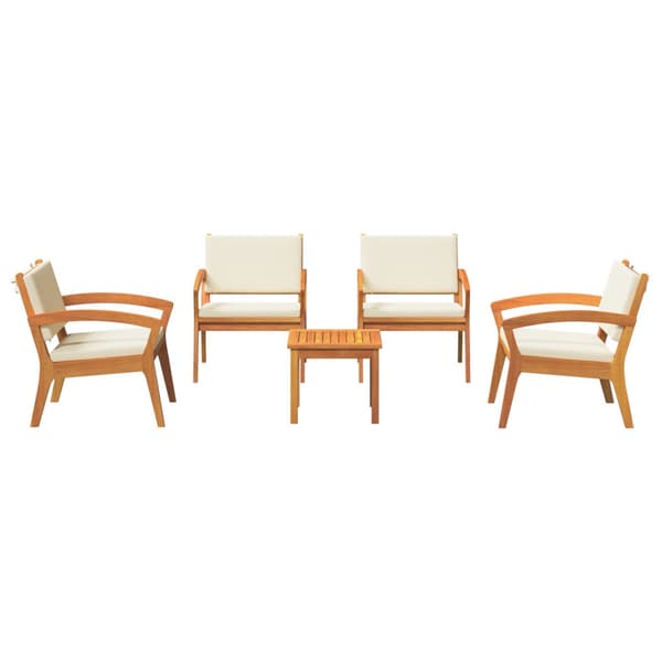 Bistroset med kudde 5 pcs Brun Polyester