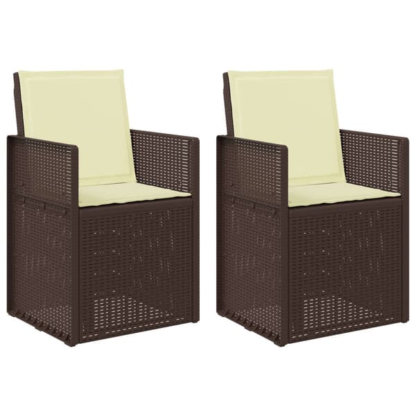 Trädgårdsmatstolar 2 pcs Brun och gräddvit PP