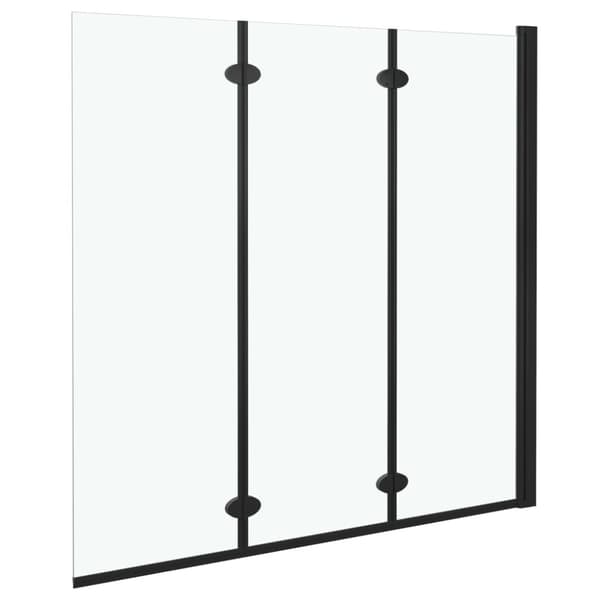 Duschvägg fällbar 3 paneler ESG 130x138 cm svart