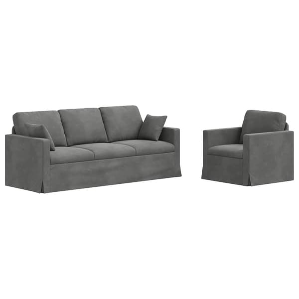 Soffset 2 pcs Mörkgrå 198 x 78 x 80 cm Sammet