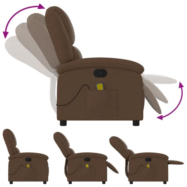 Massagefåtölj brun tyg