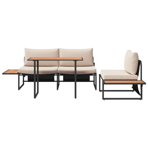 Trädgårdsmöbelset 3 pcs Taupe Stål