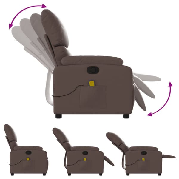 Massagefåtölj brun konstläder