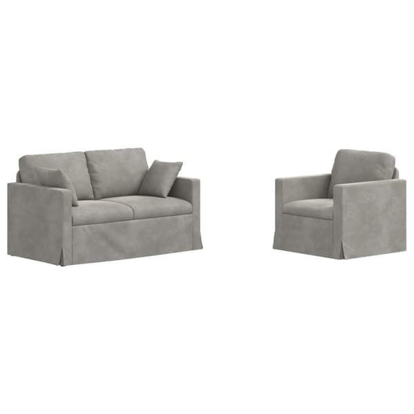 Soffset 2 pcs Ljusgrå 138 x 78 x 80 cm Sammet
