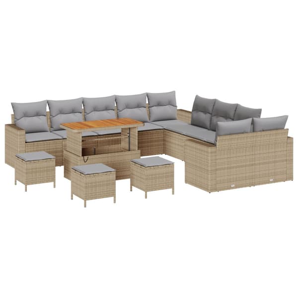 Trädgårdsoffset 14 pcs Beige konstrotting