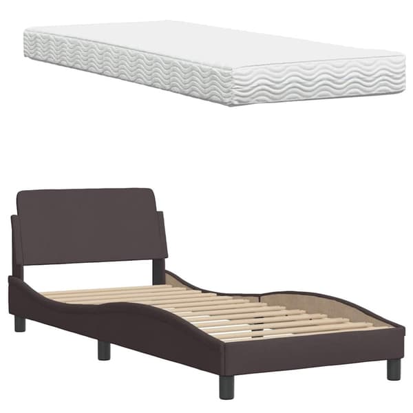 Bed with Mattress Dark Brown 80x200 cm Fabric