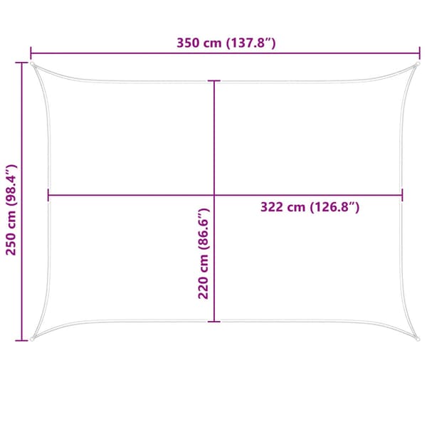 Solskugge segel 3,5 x 2,5 m 100% polyester oxford Rektangulär