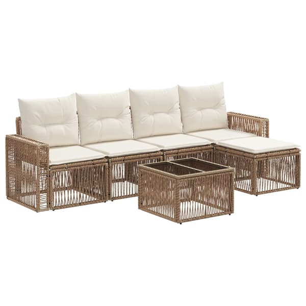 Trädgårdsoffset 6 pcs Beige och krämvit konstrotting