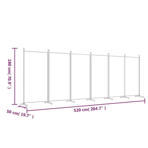 Rumsavdelare 6 paneler brun 520x180 cm tyg