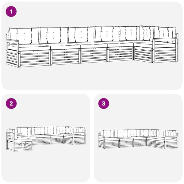 Utomhussoffset med kudde 6 pcs Vit och antracit Polyester