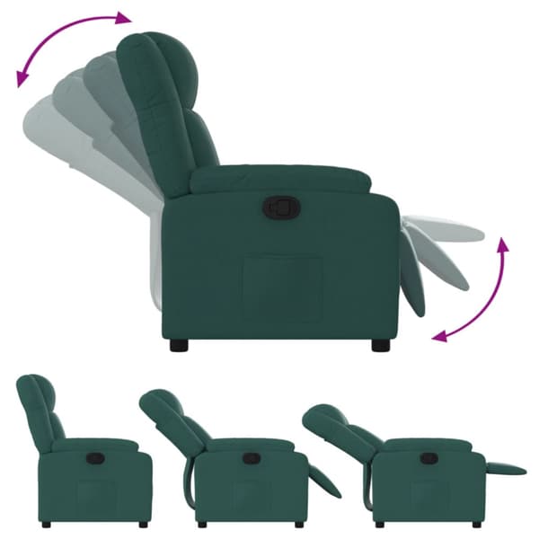 Reclinerfåtölj mörkgrön tyg