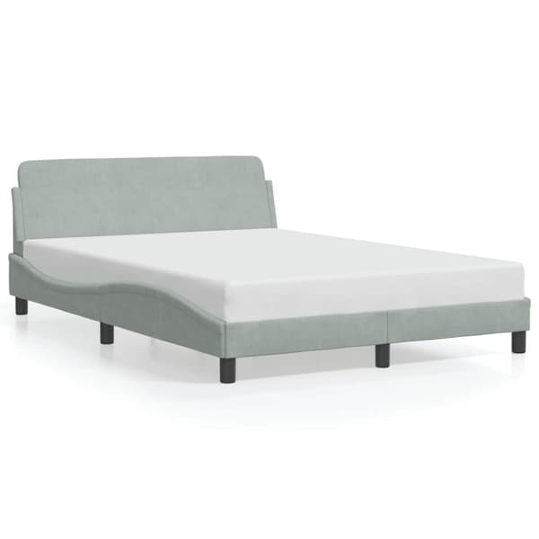 Bed Frame "Dover" Light Grey 137x190 cm Velvet