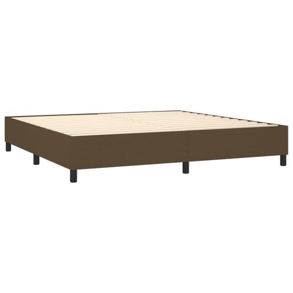 Boxspring-sängram mörkbrun 200x200 cm tyg