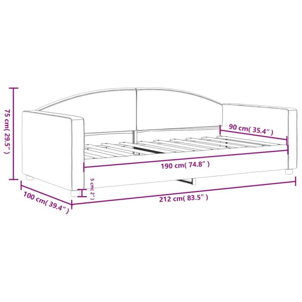 Dagbädd mörkgrå 90x190 cm tyg