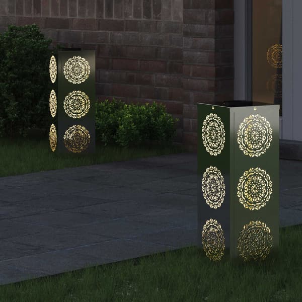 Solar LED Stig Ljus 2 pcs Silver Galvaniserat stål